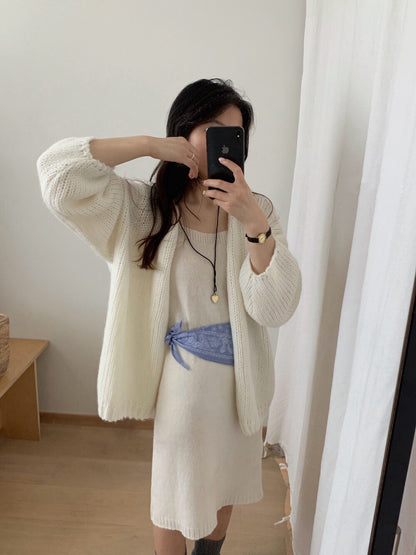 // 12%wool慵懶束袖口疏針CD