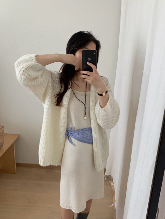 // 12%wool慵懶束袖口疏針CD