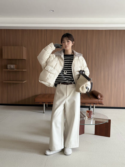 // 極簡BB絨九分直筒褲