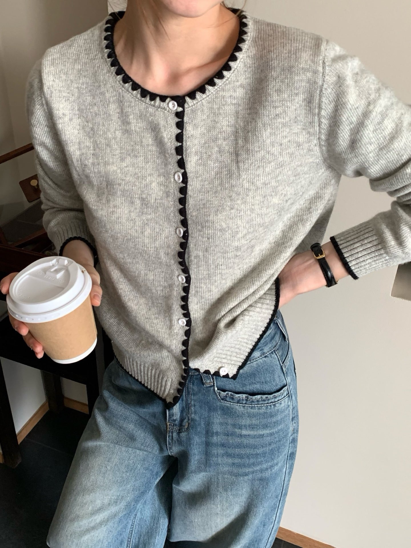 // 撞邊織紋包邊混羊毛CD