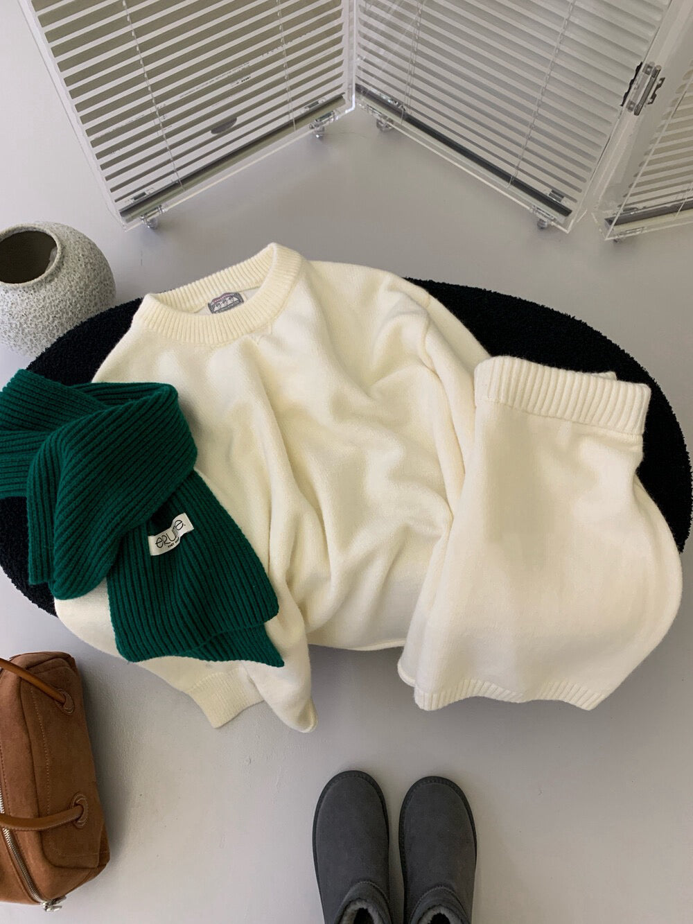 // 慵懶免配搭毛衣+短裙套裝