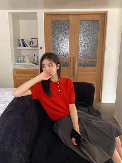 🧈 超美肌理感polo短袖針織