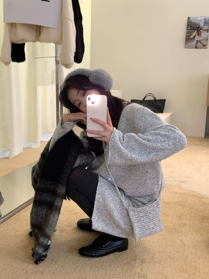 // 超舒服軟糯毛衣+短裙+袋仔三件套