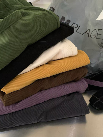 // 復古連腰帶燈芯絨褲