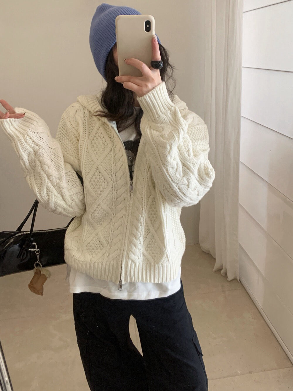 // 重工麻花上下拉鍊連帽CD