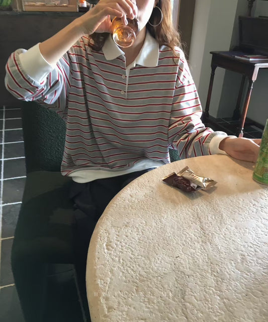 // 隨性慵懶撞色間polo上衣