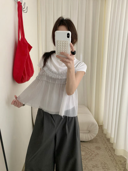 // 精緻壓褶邊lace小吊帶