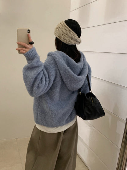 // 超軟糯圈圈羊毛連帽拉鍊CD