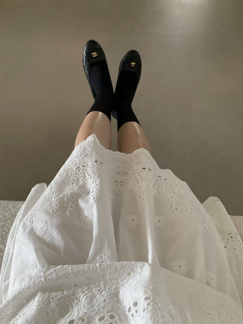 // 精緻鈎花刺繡綁帶BL+中裙套裝