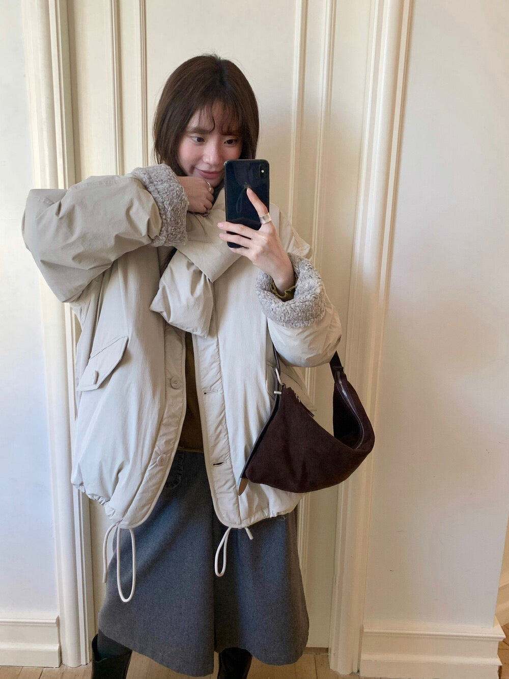 // 可雙面穿90%duck down外套(連頸巾)