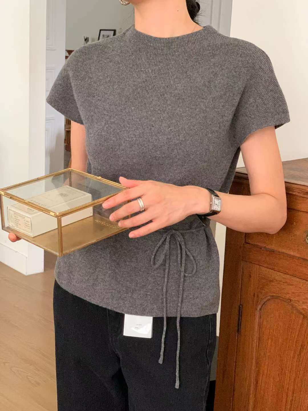 // premium fine wool連腰繩半領NT