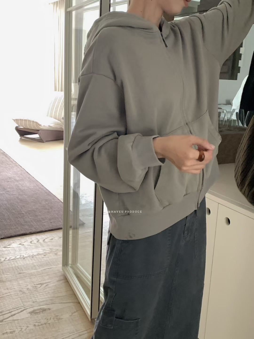 // 復古洗水街頭風連帽拉鍊外套