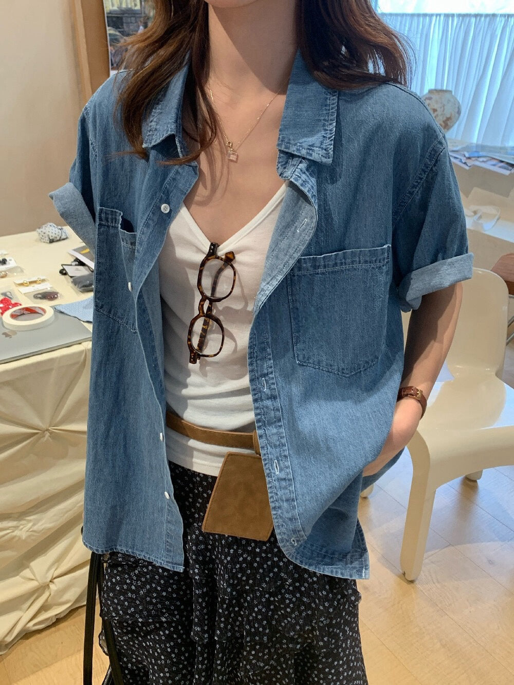 // 可單穿或當外套軟身牛仔恤衫