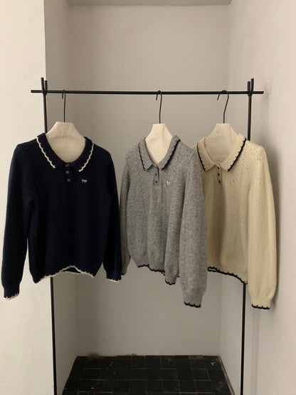 // 精緻蝴蝶結刺繡撞色包邊鈎花NT