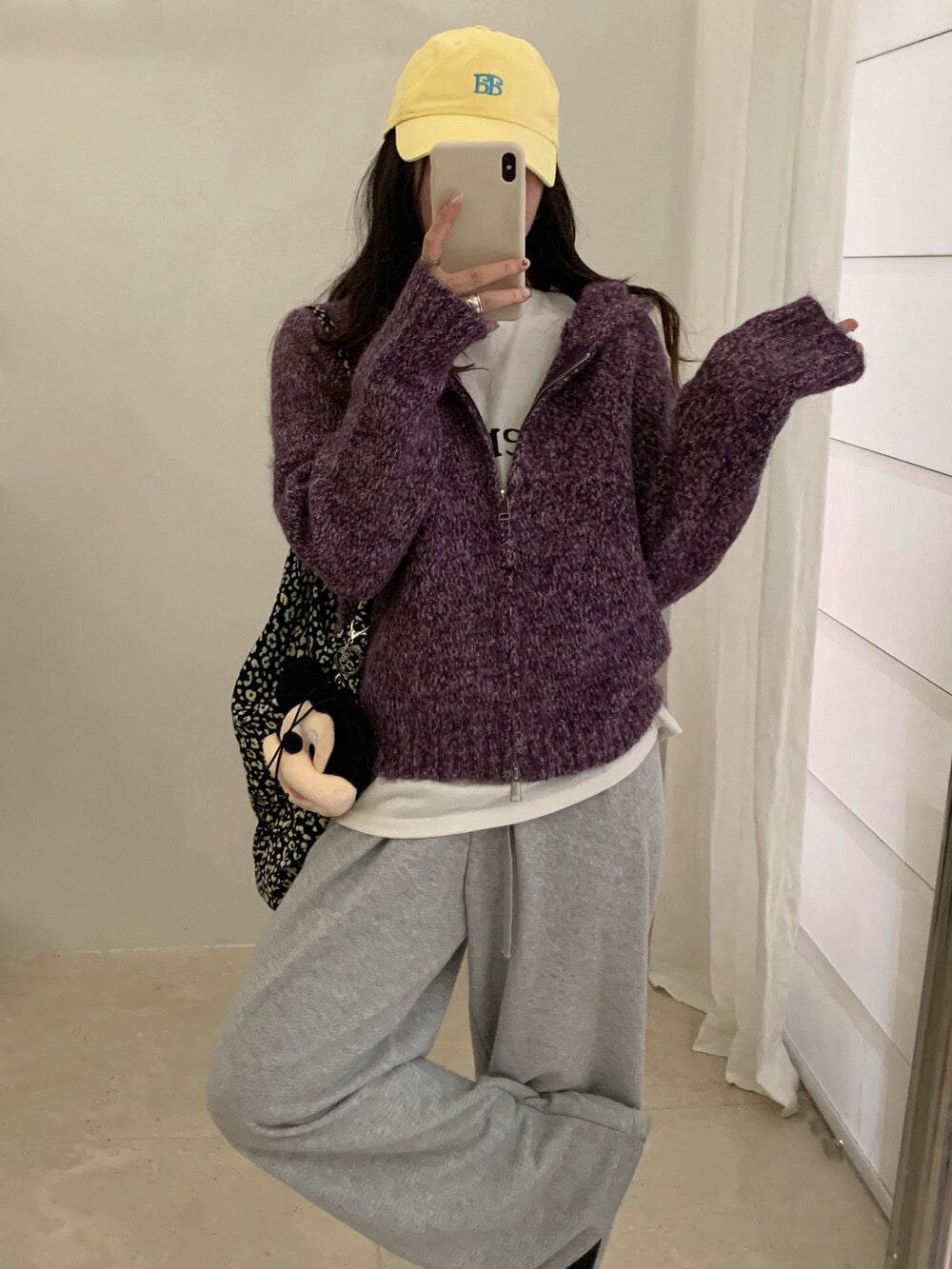 // 8%wool花線上下拉鍊連帽CD