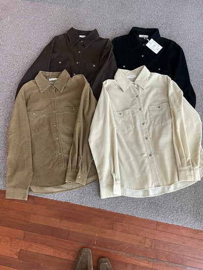 // 復古霧面質感燈芯絨口袋SH