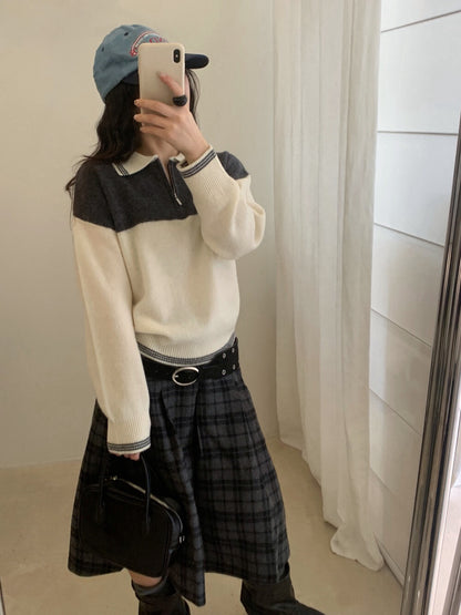 // 100%羊毛撞色polo KN