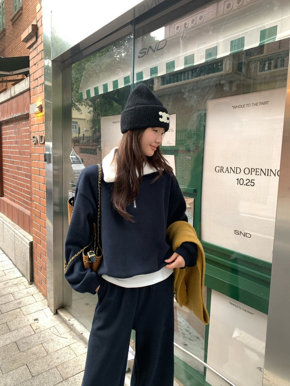 // 毛毛領半拉鍊衛衣+褲套裝