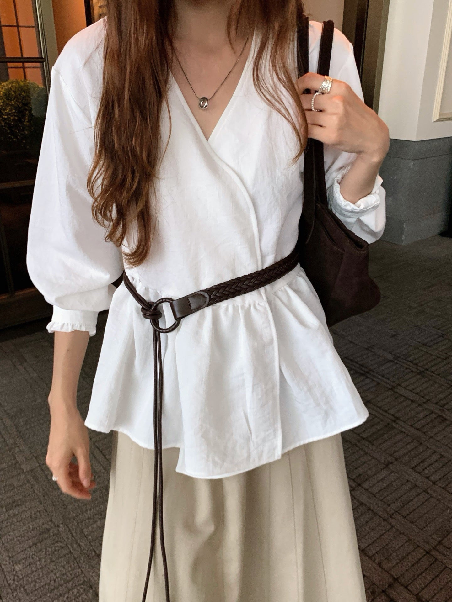 // 連腰帶法式氣質一件式BL