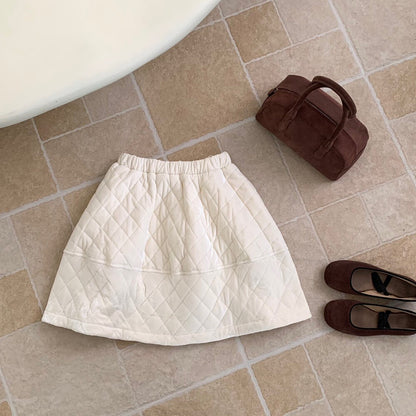 // 減齡款絲絨菱格蓬蓬短裙