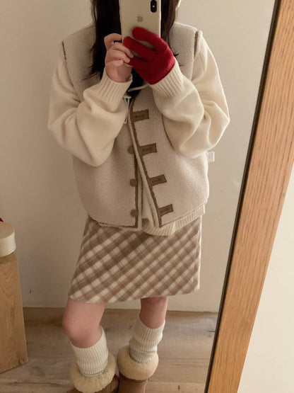 // 可前後雙面穿皮毛一體背心馬甲