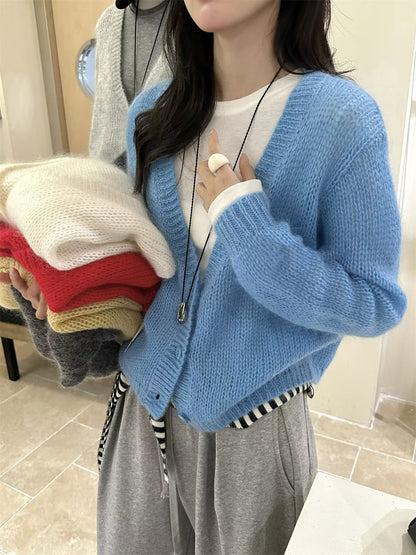 // 柔光馬海毛深V領CD