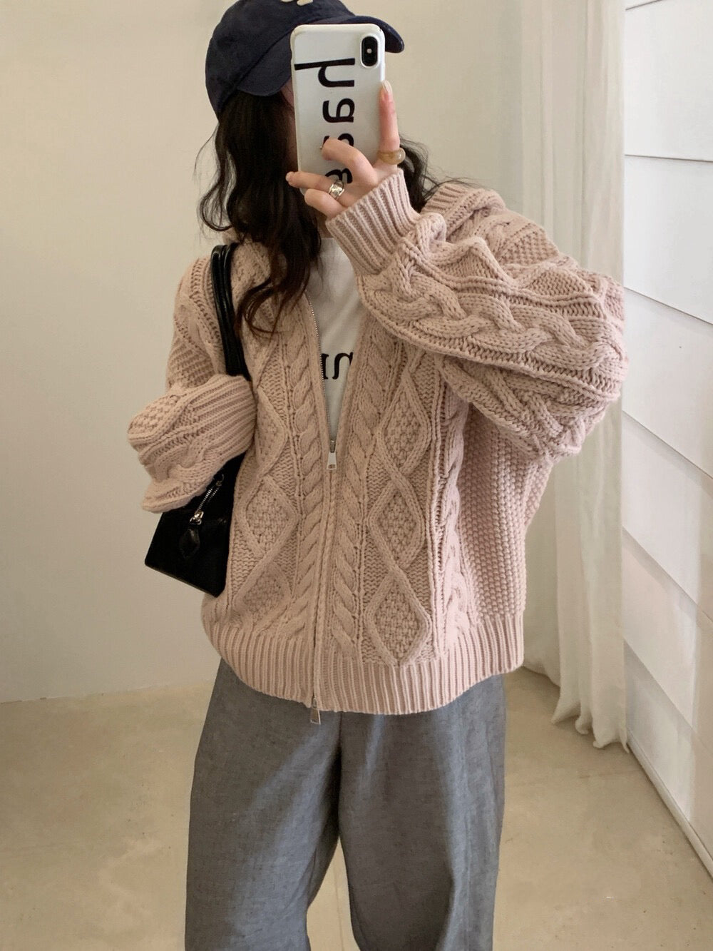 // 重工麻花上下拉鍊連帽CD