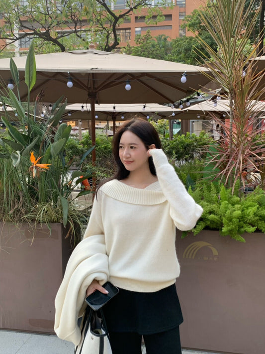 // 50%羊毛設計感領子針織NT