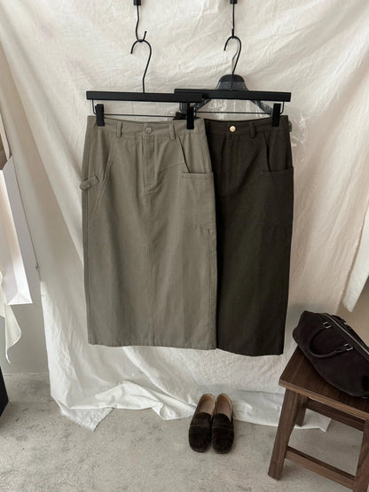 S32 / 顯瘦側口袋直腳工裝牛仔裙