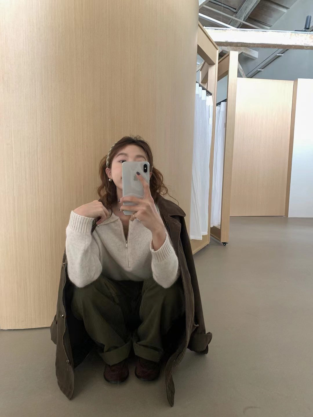 // raccoon+wool半拉鍊翻領高級感毛衣