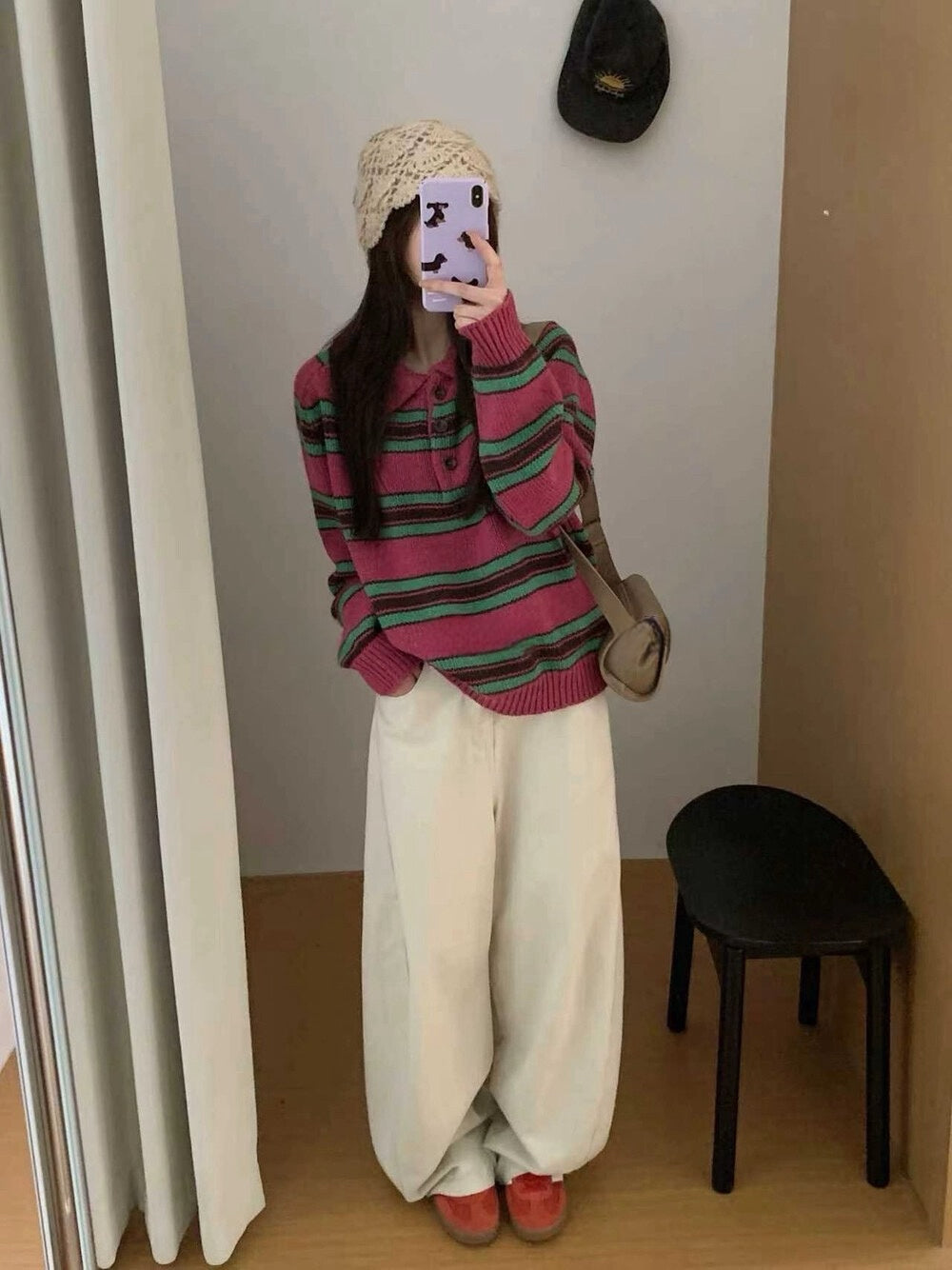 // 超美撞色鈕扣polo毛衣