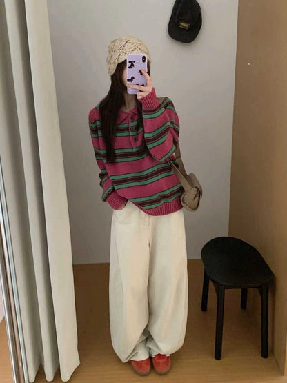 // 超美撞色鈕扣polo毛衣