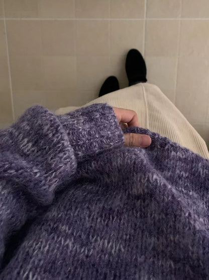 // 超好看的雜色花線圓領毛衣