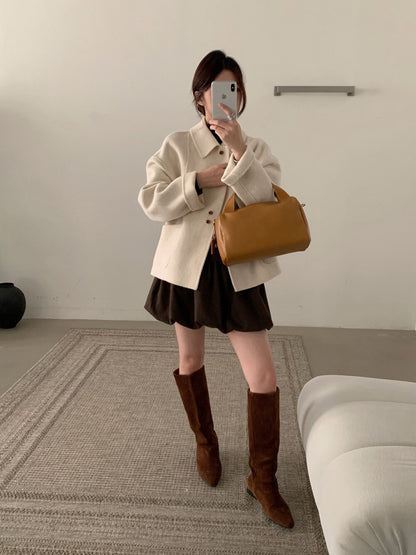 // 軟而不塌100%雙面羊毛特別鈕扣handmade外套