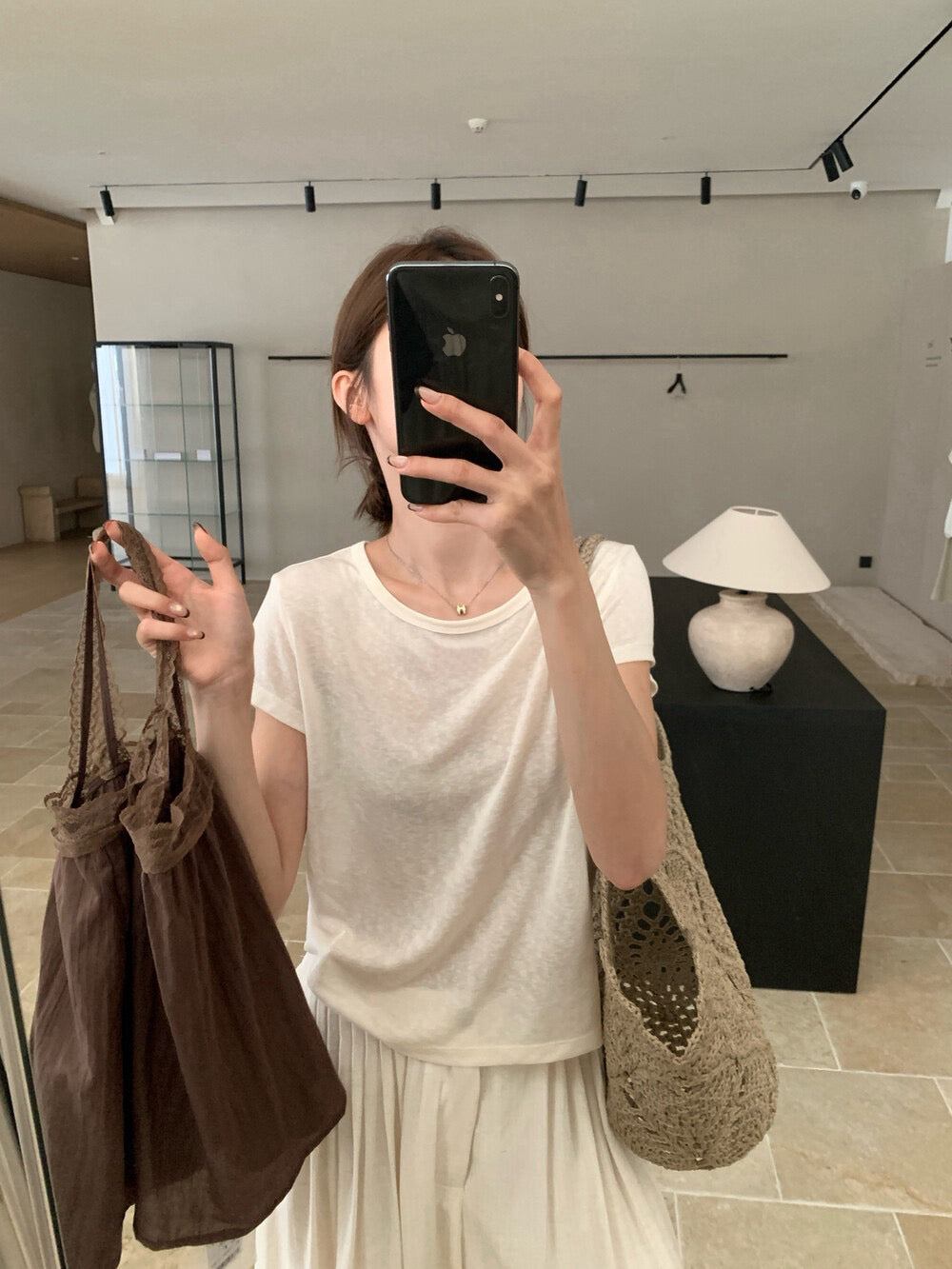 B77 / lace邊排扣吊帶背心+打底TEE兩件套