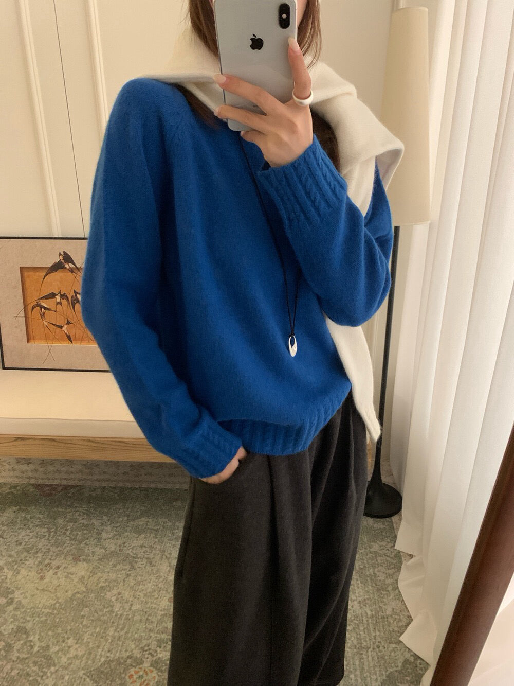 // 10%兔絨麻花衣擺+袖口套頭毛衣