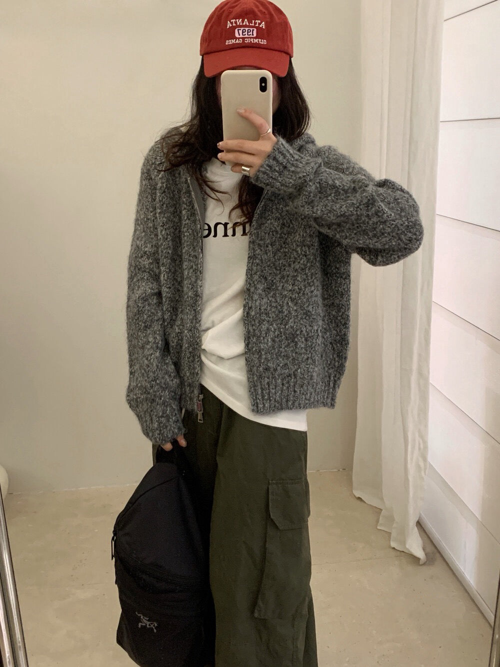 // 8%wool花線上下拉鍊連帽CD