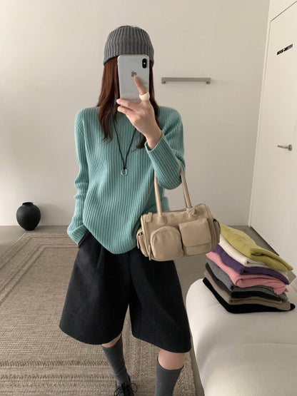 // 100%羊毛軟糯親膚半領坑紋NT