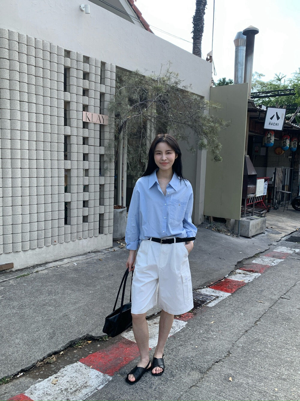 💜 特別口袋設計低飽和度恤衫