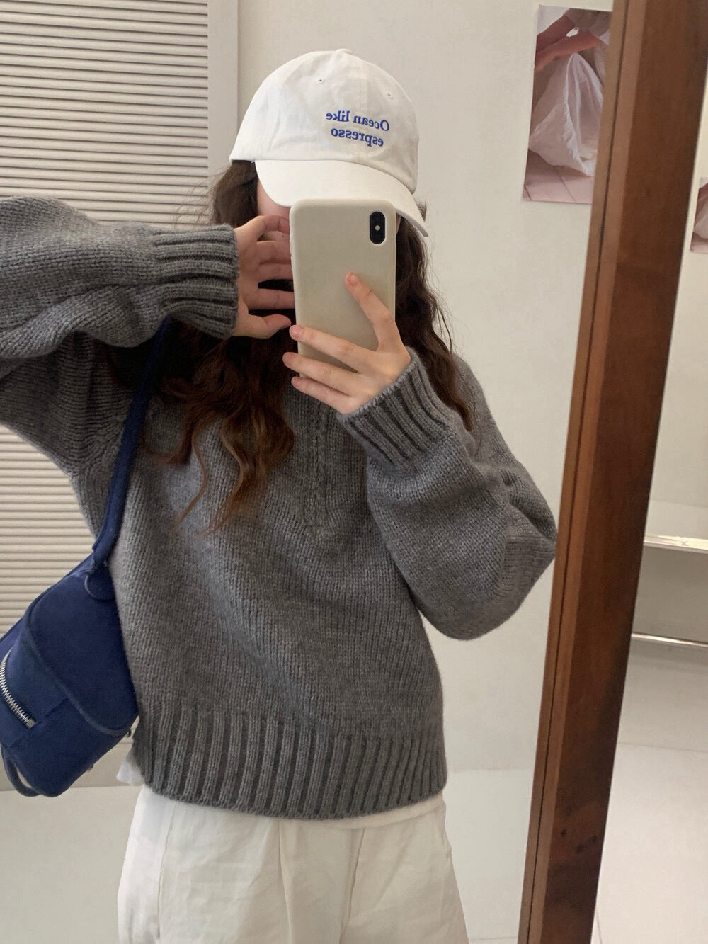 // 半拉鍊直坑紋領套頭NT