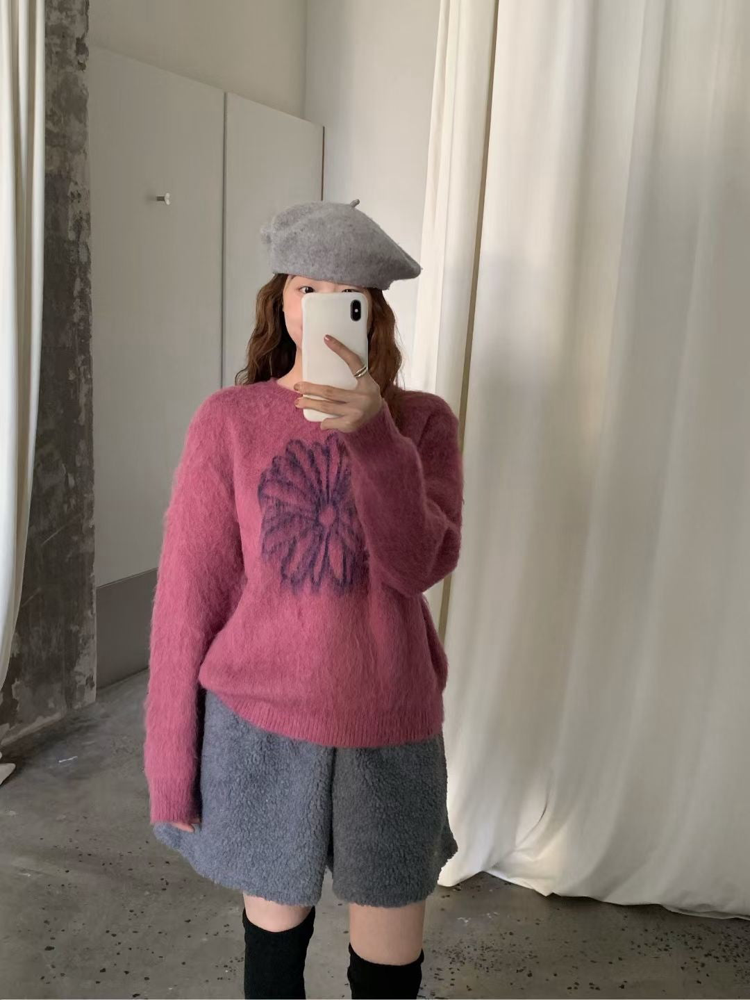 // 溫柔毛茸感雛菊拉絨毛衣