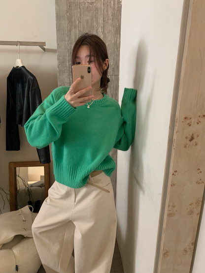 // raccoon35%圓領多色毛衣