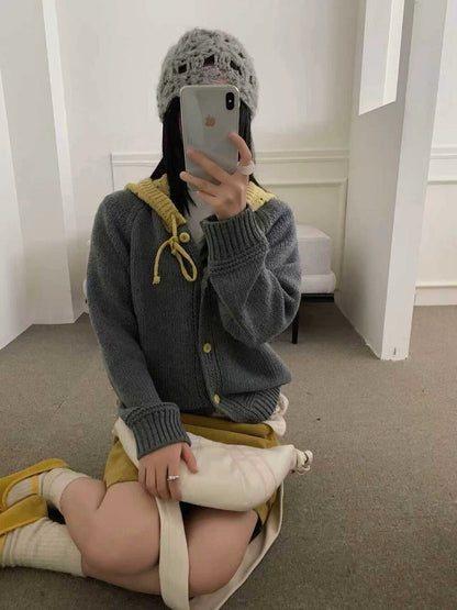 // 拼接撞色鈎花針織帽CD