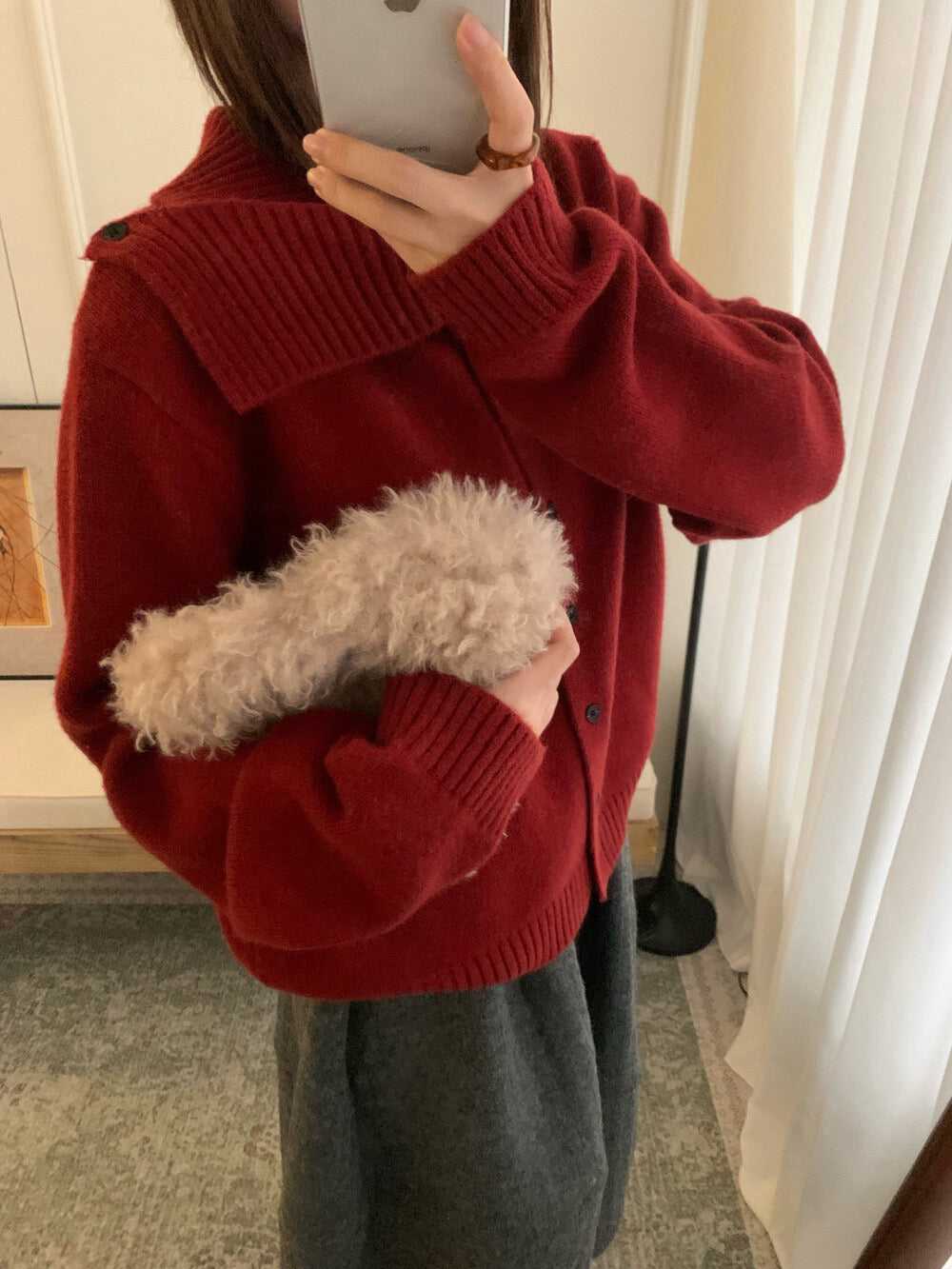 // 30%raccoon特別領口排扣毛衣