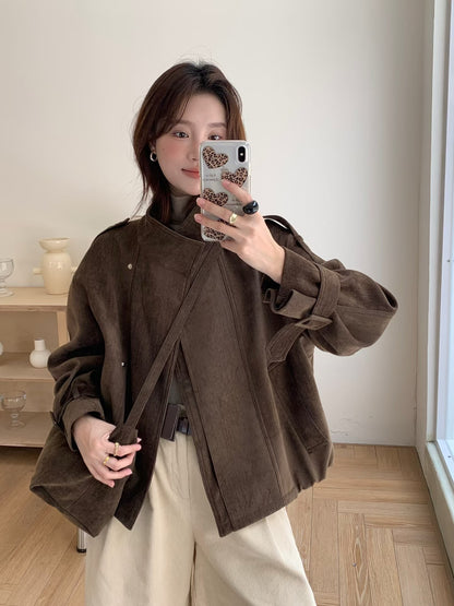 // 超韓立領霧面質感外套