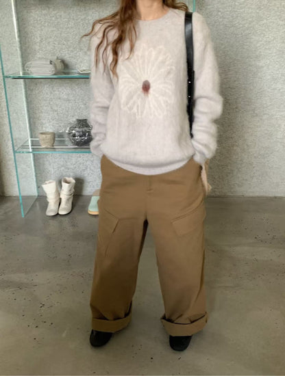 // 溫柔毛茸感雛菊拉絨毛衣