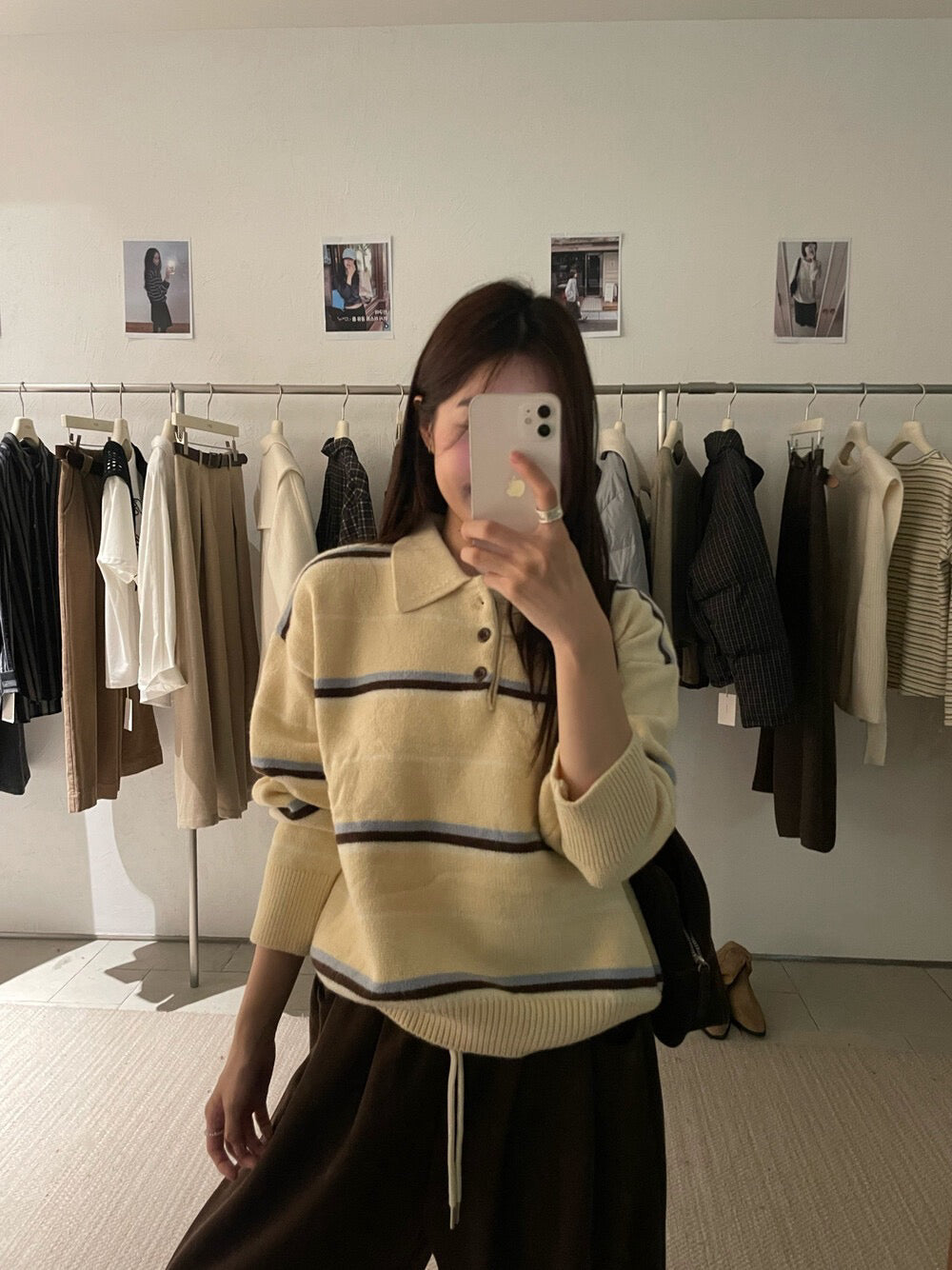 // 鈕扣polo翻領拼間針織NT