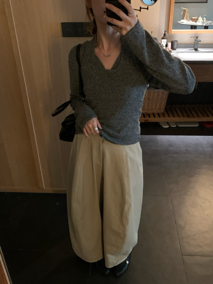 // 超韓疊穿掛頸背心+V領外套兩件套