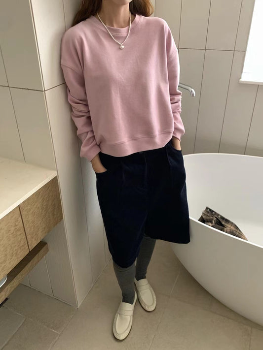 // 自帶高腰線落肩款薄衛衣