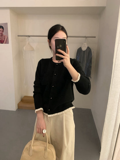 // 精緻鈕扣拼接百褶邊口袋軟糯CD